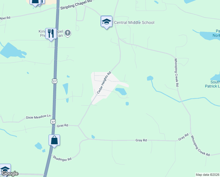 map of restaurants, bars, coffee shops, grocery stores, and more near 250 Cedar Heights Road in Carrollton