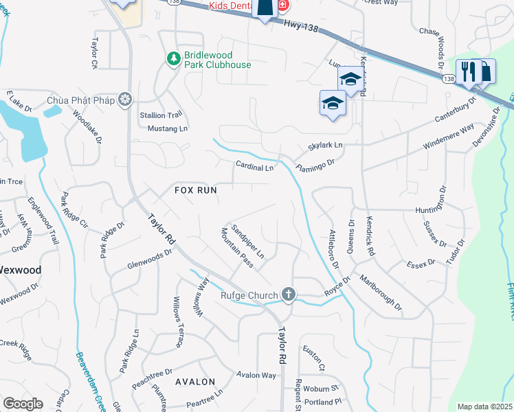 map of restaurants, bars, coffee shops, grocery stores, and more near 8127 South Oak Court in Riverdale