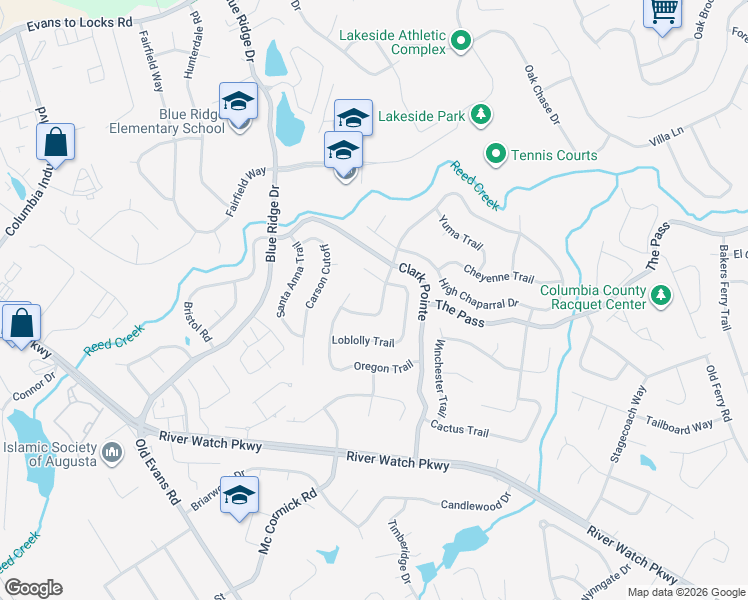 map of restaurants, bars, coffee shops, grocery stores, and more near 3914 Loblolly Trail in Martinez