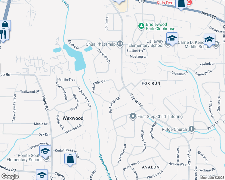 map of restaurants, bars, coffee shops, grocery stores, and more near 8142 Trace Court in Riverdale