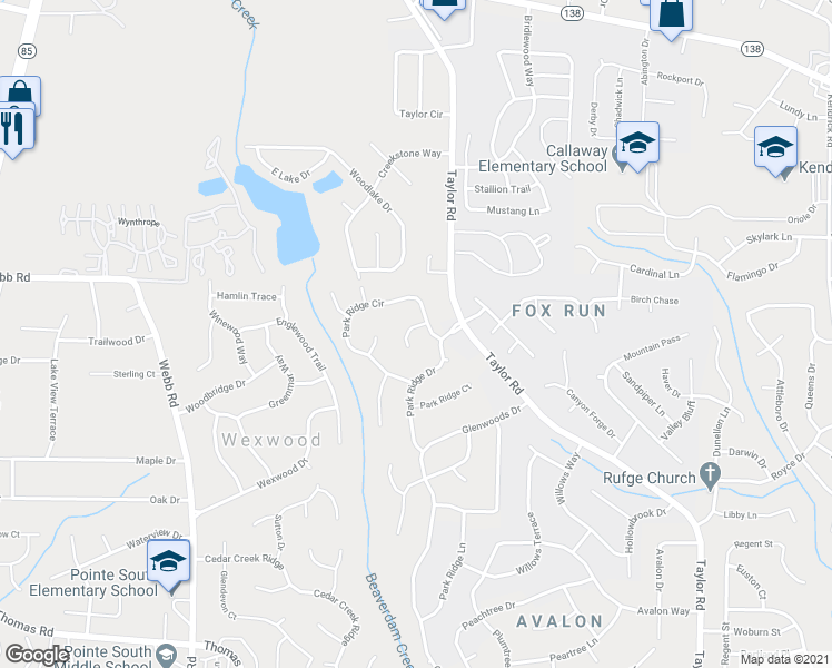 map of restaurants, bars, coffee shops, grocery stores, and more near 8142 Trace Court in Riverdale