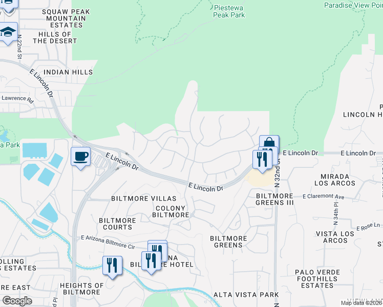 map of restaurants, bars, coffee shops, grocery stores, and more near 6523 North 29th Street in Phoenix