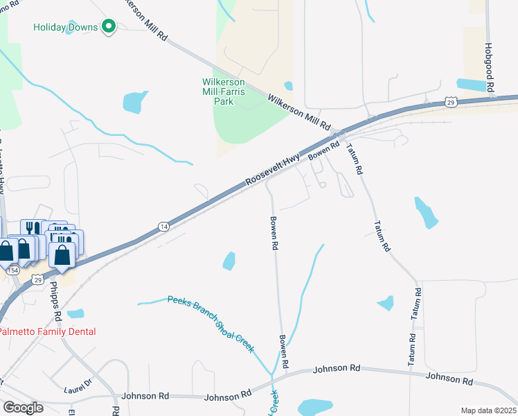 map of restaurants, bars, coffee shops, grocery stores, and more near 7995 Bowen Road in Palmetto