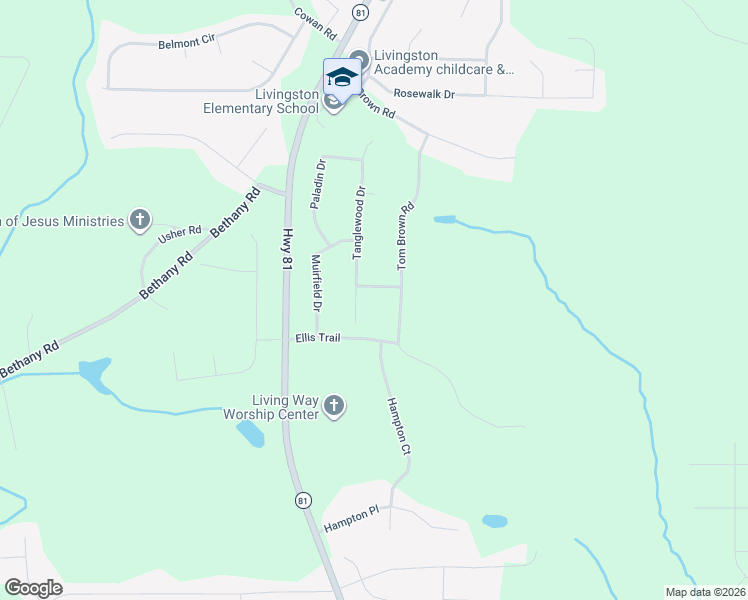 map of restaurants, bars, coffee shops, grocery stores, and more near 35 Walter Way in Covington