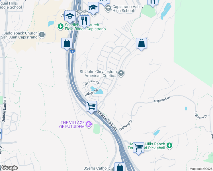 map of restaurants, bars, coffee shops, grocery stores, and more near 26412 Smoketree Lane in San Juan Capistrano