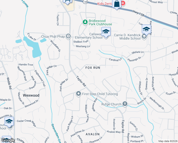 map of restaurants, bars, coffee shops, grocery stores, and more near 188 Brandon Ridge Court in Riverdale