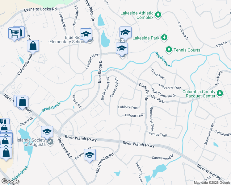 map of restaurants, bars, coffee shops, grocery stores, and more near 3942 Carson Cutoff in Martinez