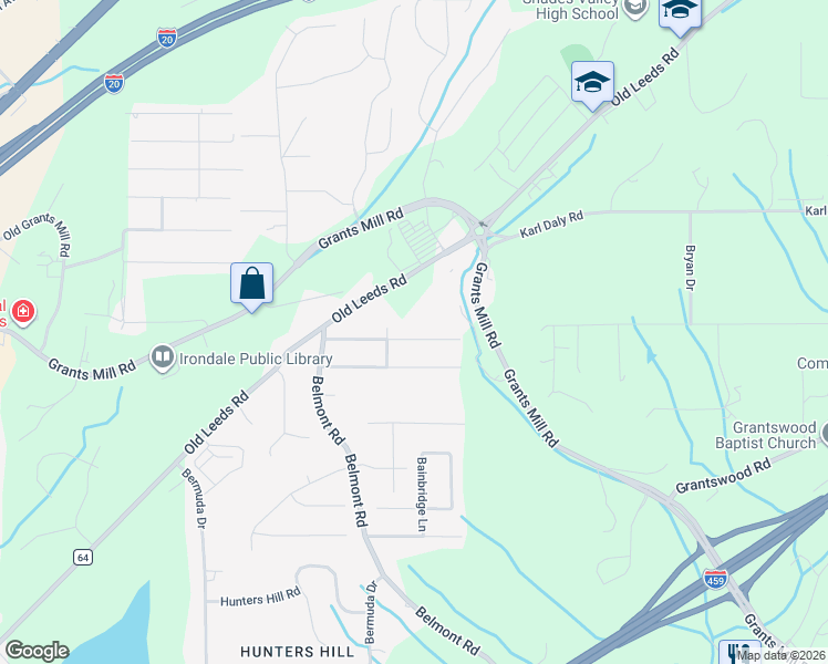 map of restaurants, bars, coffee shops, grocery stores, and more near 5732 Belmont Drive in Irondale