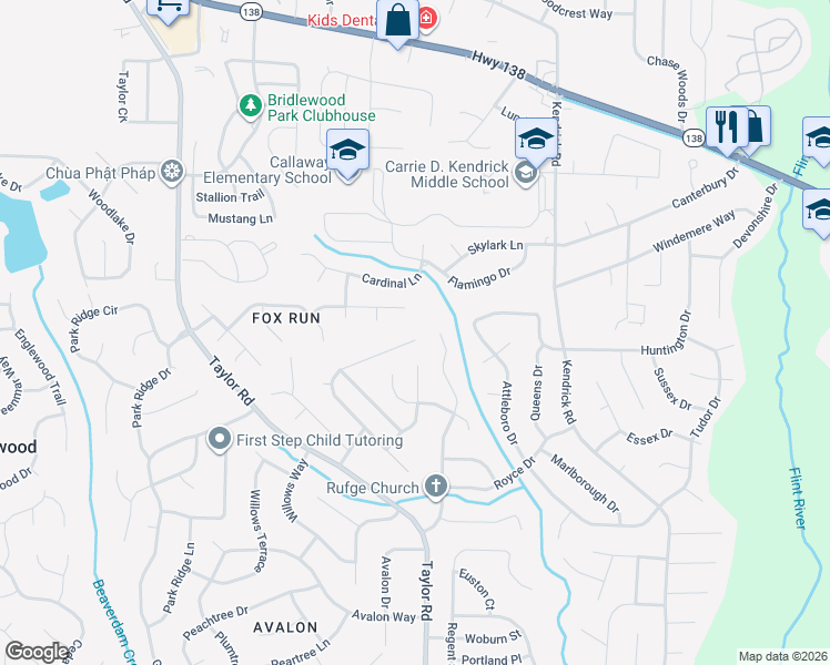 map of restaurants, bars, coffee shops, grocery stores, and more near 26 Birch Chase in Riverdale