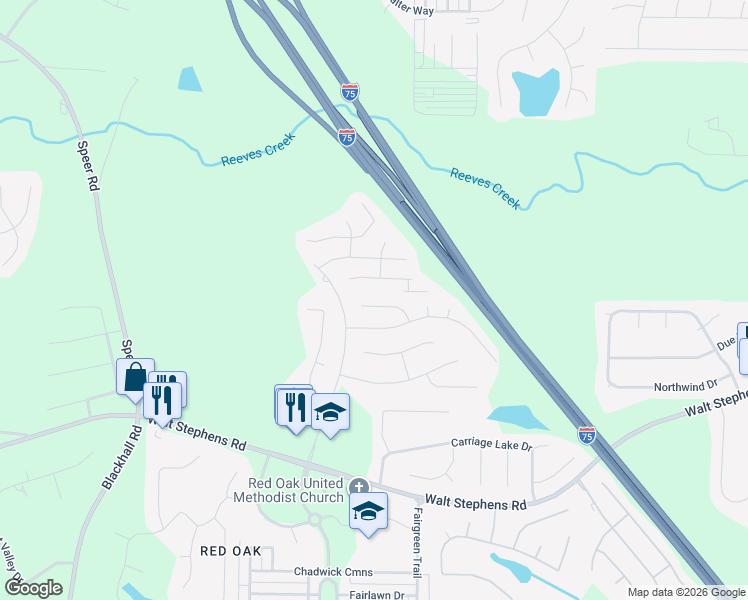 map of restaurants, bars, coffee shops, grocery stores, and more near 528 Carlsbad Cove in Stockbridge