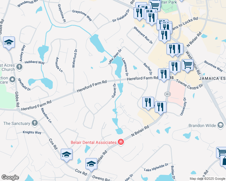map of restaurants, bars, coffee shops, grocery stores, and more near 4437 Galway Drive in Evans