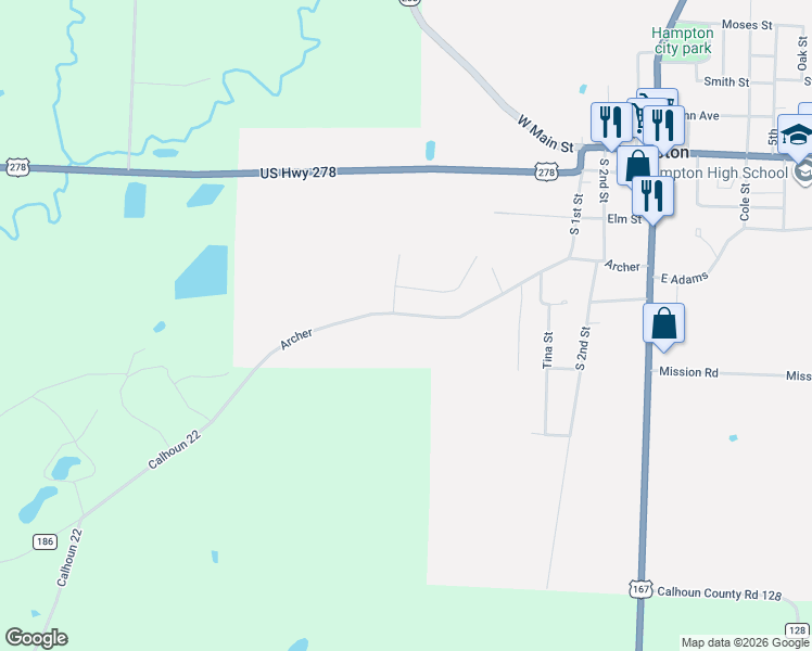 map of restaurants, bars, coffee shops, grocery stores, and more near 651 Archer in Hampton