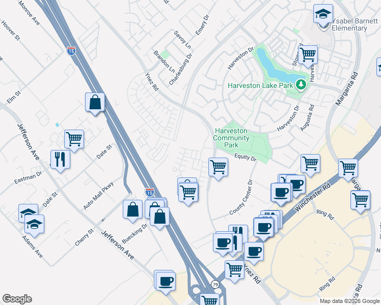 map of restaurants, bars, coffee shops, grocery stores, and more near in Temecula