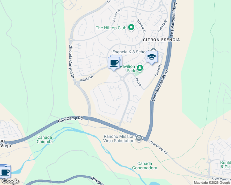 map of restaurants, bars, coffee shops, grocery stores, and more near 65 Listo Street in Ladera Ranch