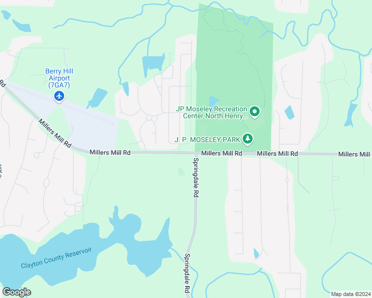 map of restaurants, bars, coffee shops, grocery stores, and more near 951 Millers Mill Road in Stockbridge