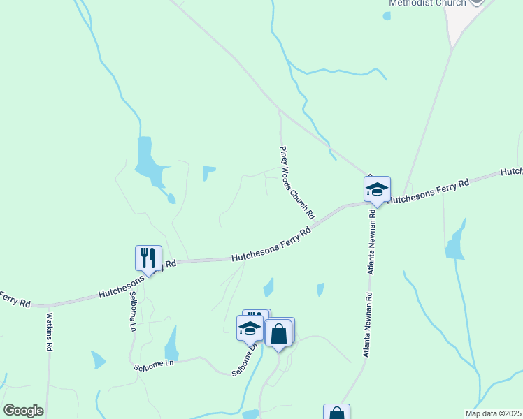 map of restaurants, bars, coffee shops, grocery stores, and more near 30 Farmstead Lane in Chattahoochee Hills