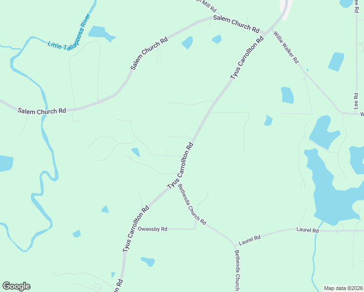 map of restaurants, bars, coffee shops, grocery stores, and more near 1531 Tyus Carrollton Road in Carrollton