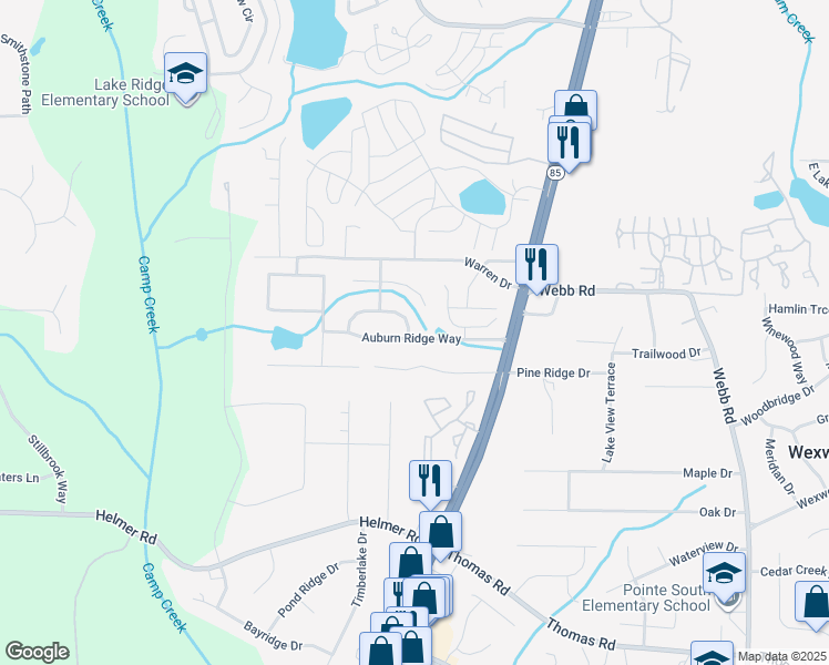 map of restaurants, bars, coffee shops, grocery stores, and more near 8162 Green Garden Drive in Riverdale