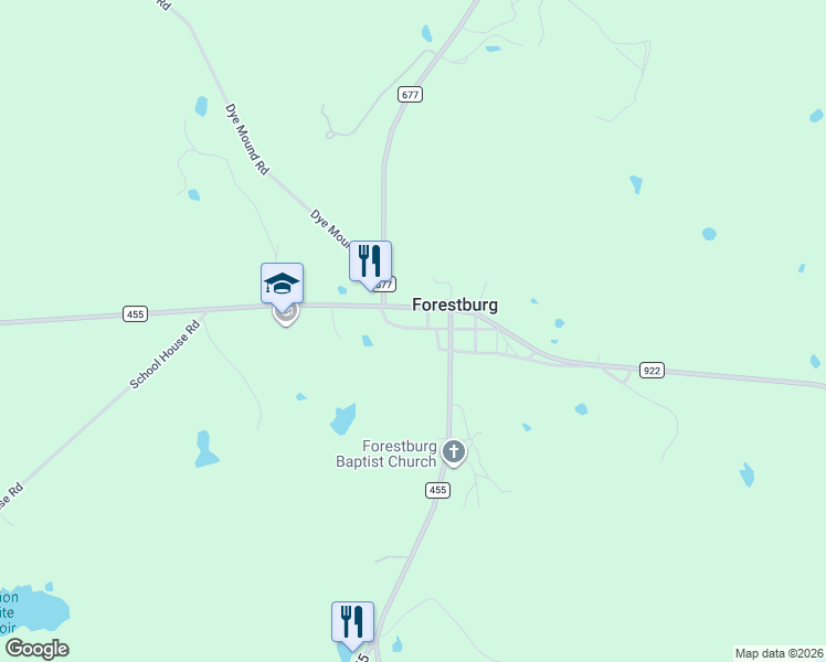 map of restaurants, bars, coffee shops, grocery stores, and more near 302 Spring Street in Forestburg