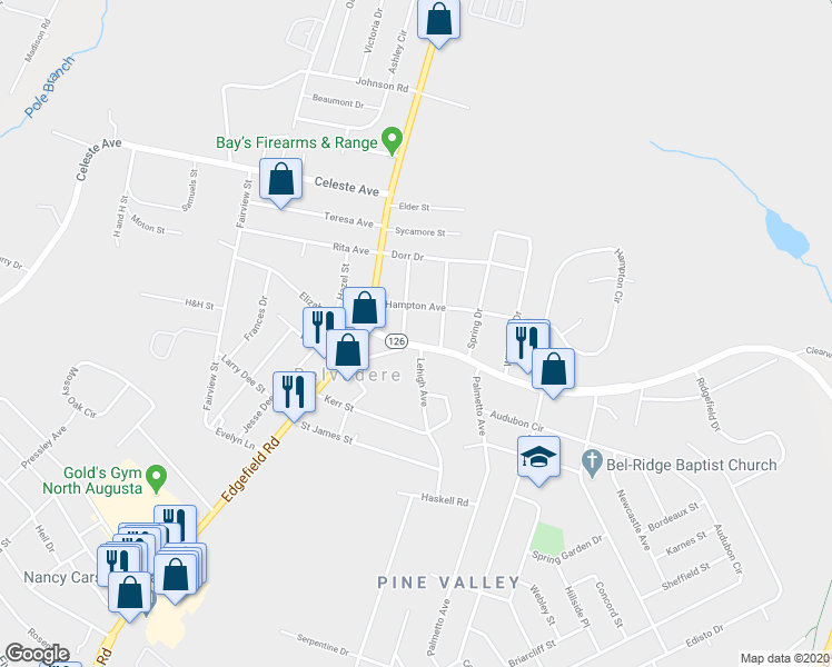 map of restaurants, bars, coffee shops, grocery stores, and more near 101 Pineview Avenue in Belvedere