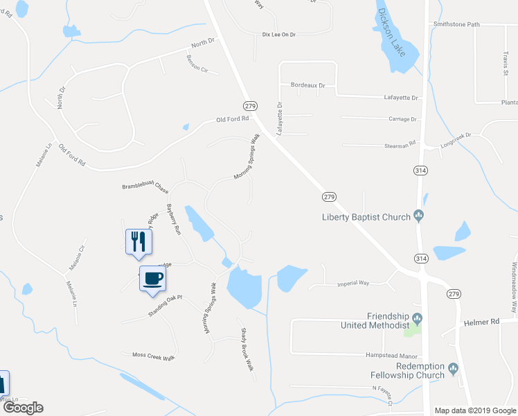 map of restaurants, bars, coffee shops, grocery stores, and more near 140 Windy Ridge Court in Fayetteville