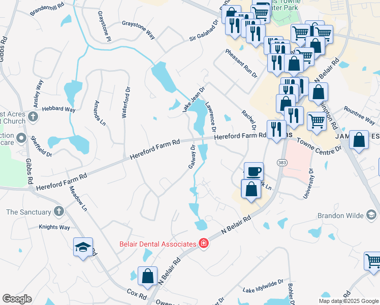 map of restaurants, bars, coffee shops, grocery stores, and more near 4437 Galway Drive in Evans