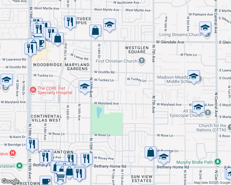 map of restaurants, bars, coffee shops, grocery stores, and more near 42 North 11th Avenue in Phoenix