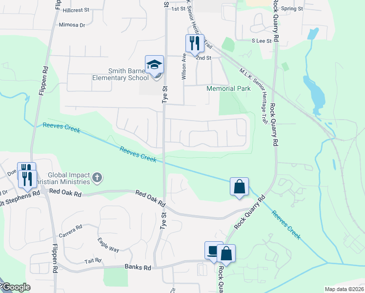 map of restaurants, bars, coffee shops, grocery stores, and more near 253 Misty Ridge Trail in Stockbridge