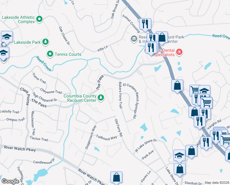 map of restaurants, bars, coffee shops, grocery stores, and more near 515 Rocky Ridge Dr in Martinez