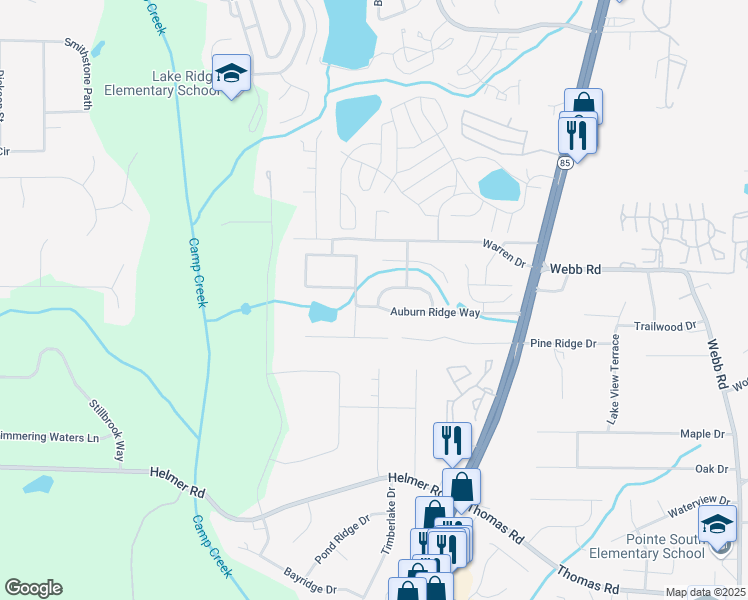 map of restaurants, bars, coffee shops, grocery stores, and more near 8080 Green Garden Drive in Riverdale