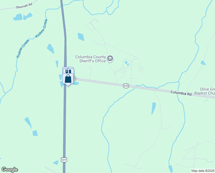 map of restaurants, bars, coffee shops, grocery stores, and more near 6366 Georgia 232 in Appling