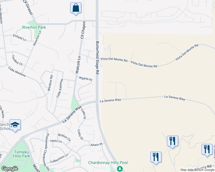 map of restaurants, bars, coffee shops, grocery stores, and more near in Temecula