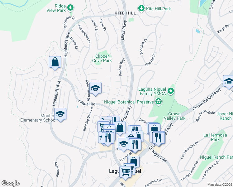 map of restaurants, bars, coffee shops, grocery stores, and more near 23701 Blue Fin Cove in Laguna Niguel