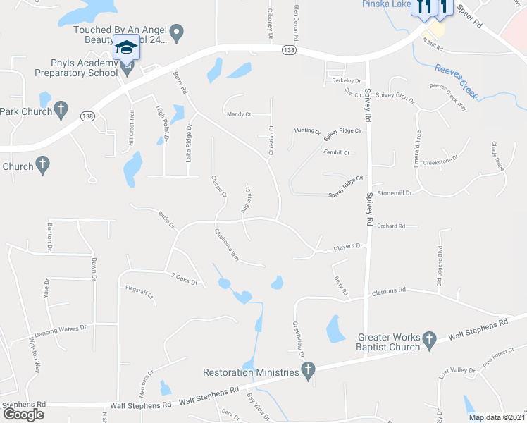 map of restaurants, bars, coffee shops, grocery stores, and more near 2970 Players Drive in Jonesboro