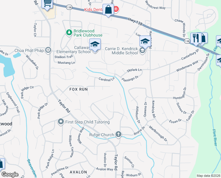 map of restaurants, bars, coffee shops, grocery stores, and more near 26 Birch Chase in Riverdale