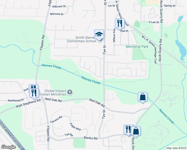 map of restaurants, bars, coffee shops, grocery stores, and more near 819 Tramore Drive in Stockbridge