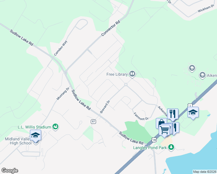 map of restaurants, bars, coffee shops, grocery stores, and more near 643 Raleigh Drive in Graniteville