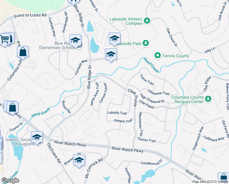 map of restaurants, bars, coffee shops, grocery stores, and more near 3903 Loblolly Trail in Martinez