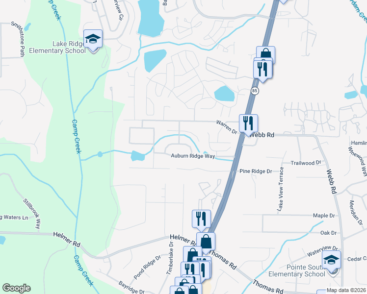 map of restaurants, bars, coffee shops, grocery stores, and more near 8133 Green Garden Drive in Riverdale
