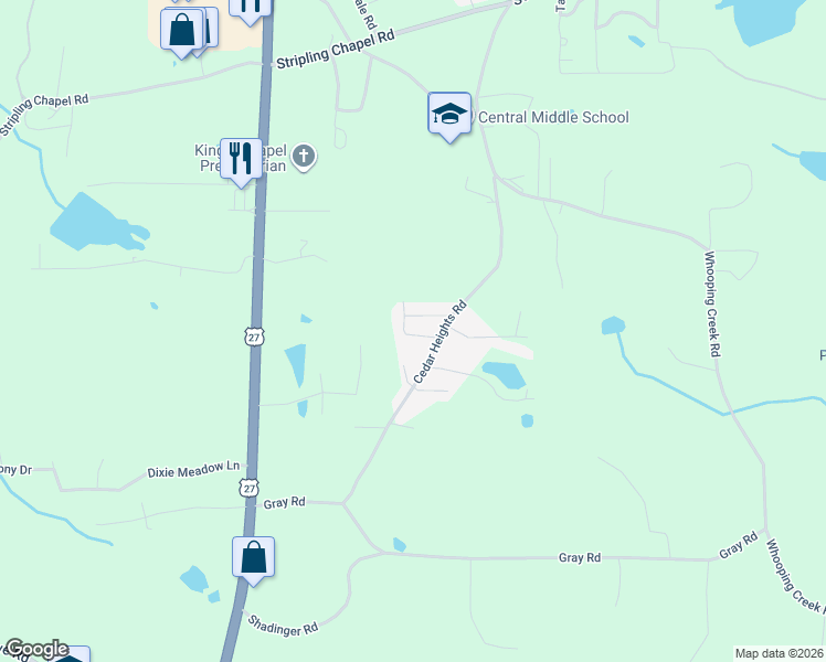 map of restaurants, bars, coffee shops, grocery stores, and more near Cedar Heights Road in Carrollton
