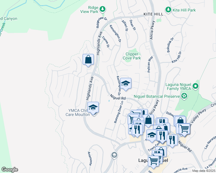 map of restaurants, bars, coffee shops, grocery stores, and more near 29641 Quigley Drive in Laguna Niguel