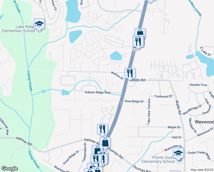 map of restaurants, bars, coffee shops, grocery stores, and more near 8155 Tiger Way in Clayton County