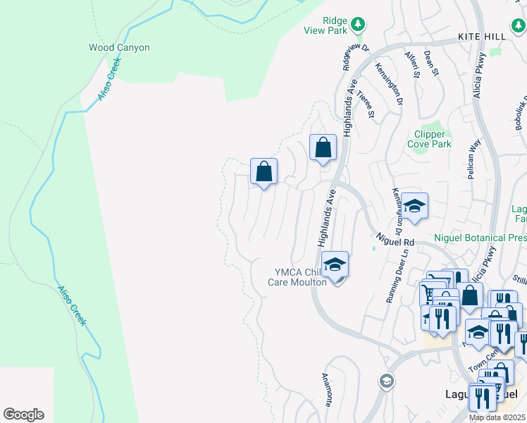 map of restaurants, bars, coffee shops, grocery stores, and more near 29602 Novacella in Laguna Niguel