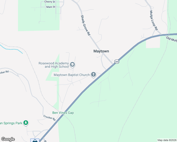 map of restaurants, bars, coffee shops, grocery stores, and more near 4338 Maytown Church Road in Mulga