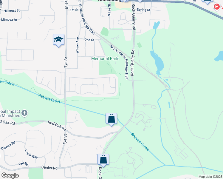 map of restaurants, bars, coffee shops, grocery stores, and more near 178 Misty Ridge Trail in Stockbridge