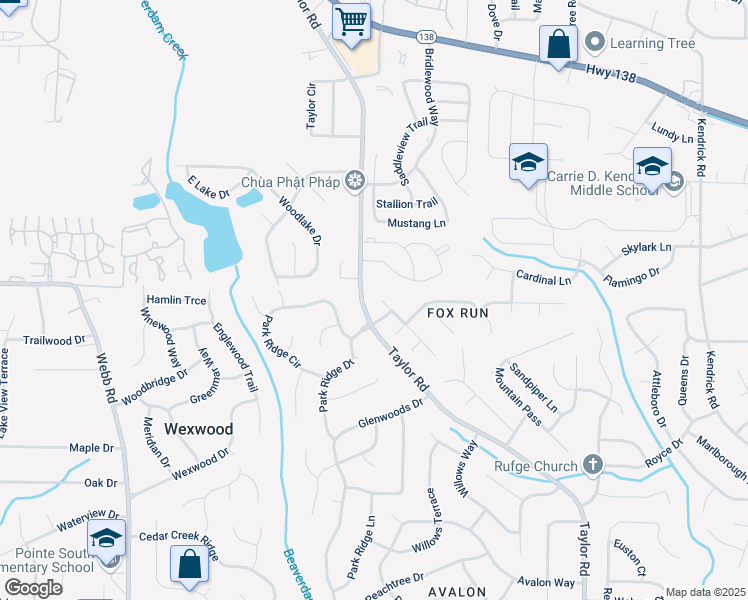map of restaurants, bars, coffee shops, grocery stores, and more near 8135 Taylor Road in Riverdale