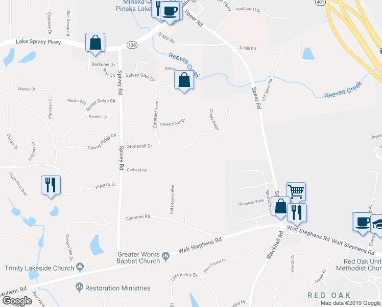 map of restaurants, bars, coffee shops, grocery stores, and more near 806 Millstead Court in Jonesboro