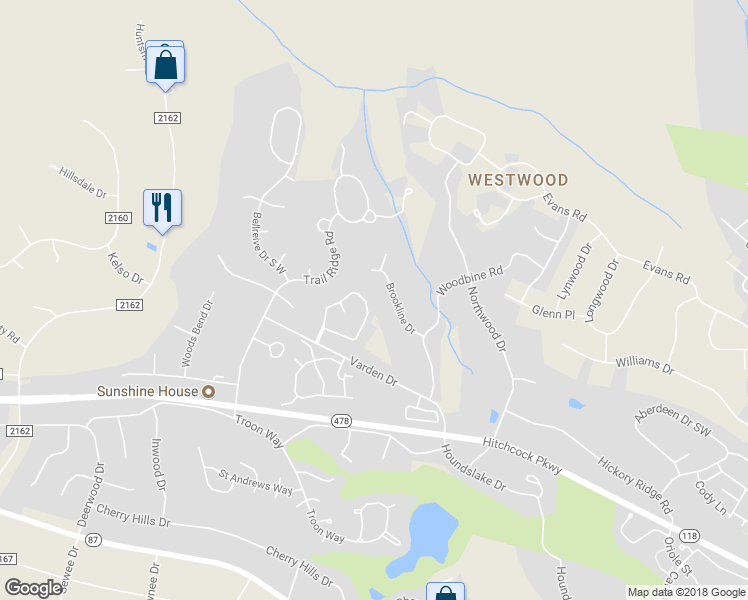 map of restaurants, bars, coffee shops, grocery stores, and more near 128 Riviera Road in Aiken