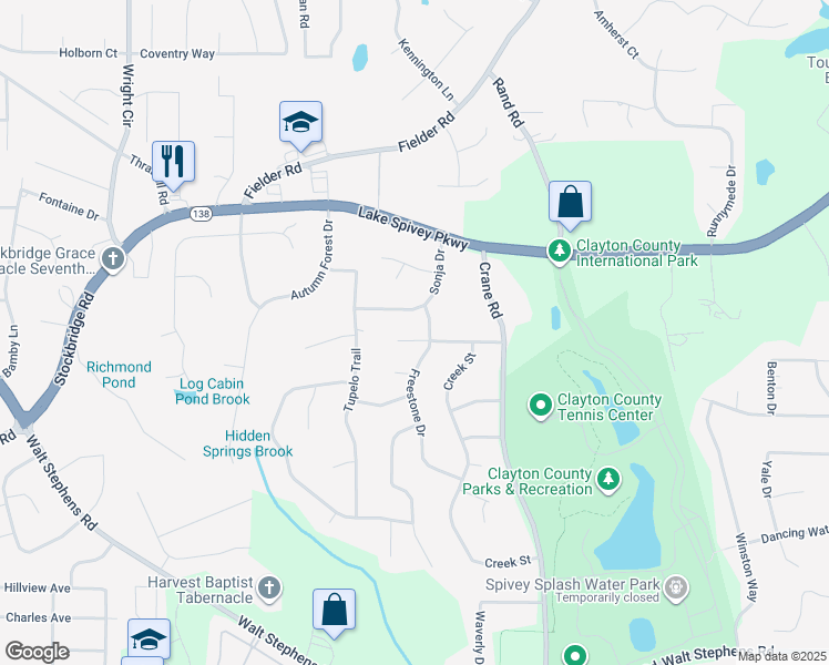 map of restaurants, bars, coffee shops, grocery stores, and more near 2140 Indian Hill Road in Jonesboro