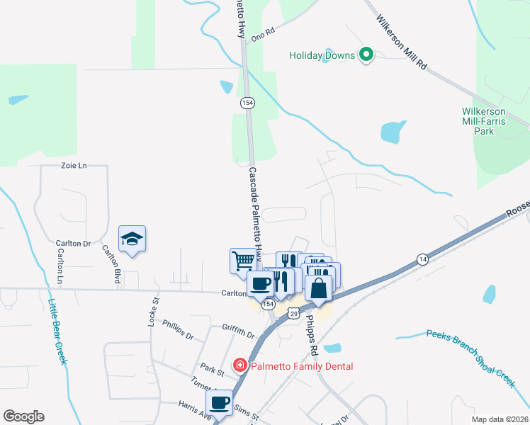 map of restaurants, bars, coffee shops, grocery stores, and more near in Palmetto